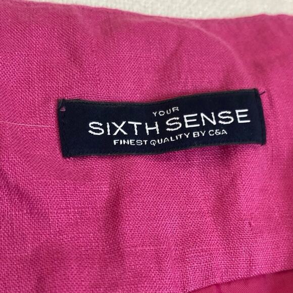 Your Six Sense 100% Linen Pink Midi Skirt Beach Coastal Floral Detail Coquette - Picture 9 of 9